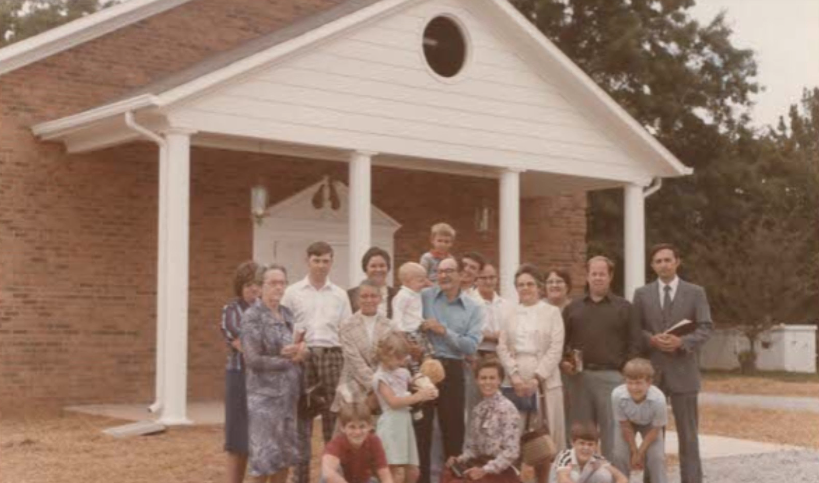 The first service at the original church building on Joseph Martin Hwy.